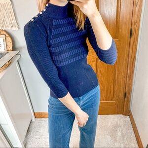 Karen Millen Mock Neck 3/4 Sleeve Top Sweater